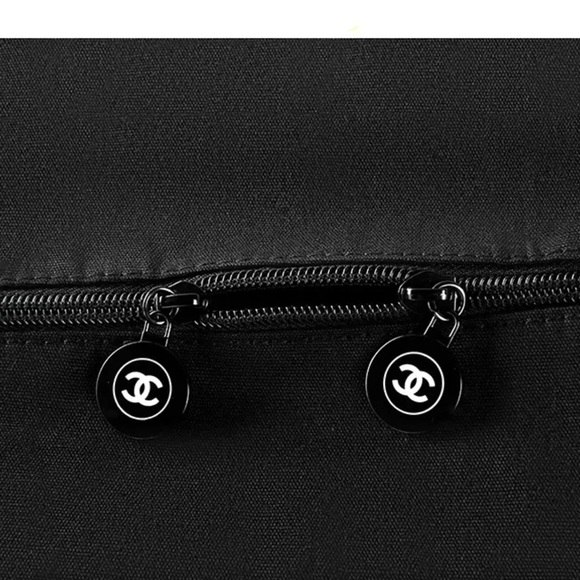 Chanel Novelty Cosmetic Canvas Boston Bag Shoulder Bag Logo Print Black - Picture 7 of 8